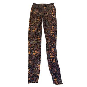 Peruvian Connection Floral Print Leggings S Black Multicolor Stretchy